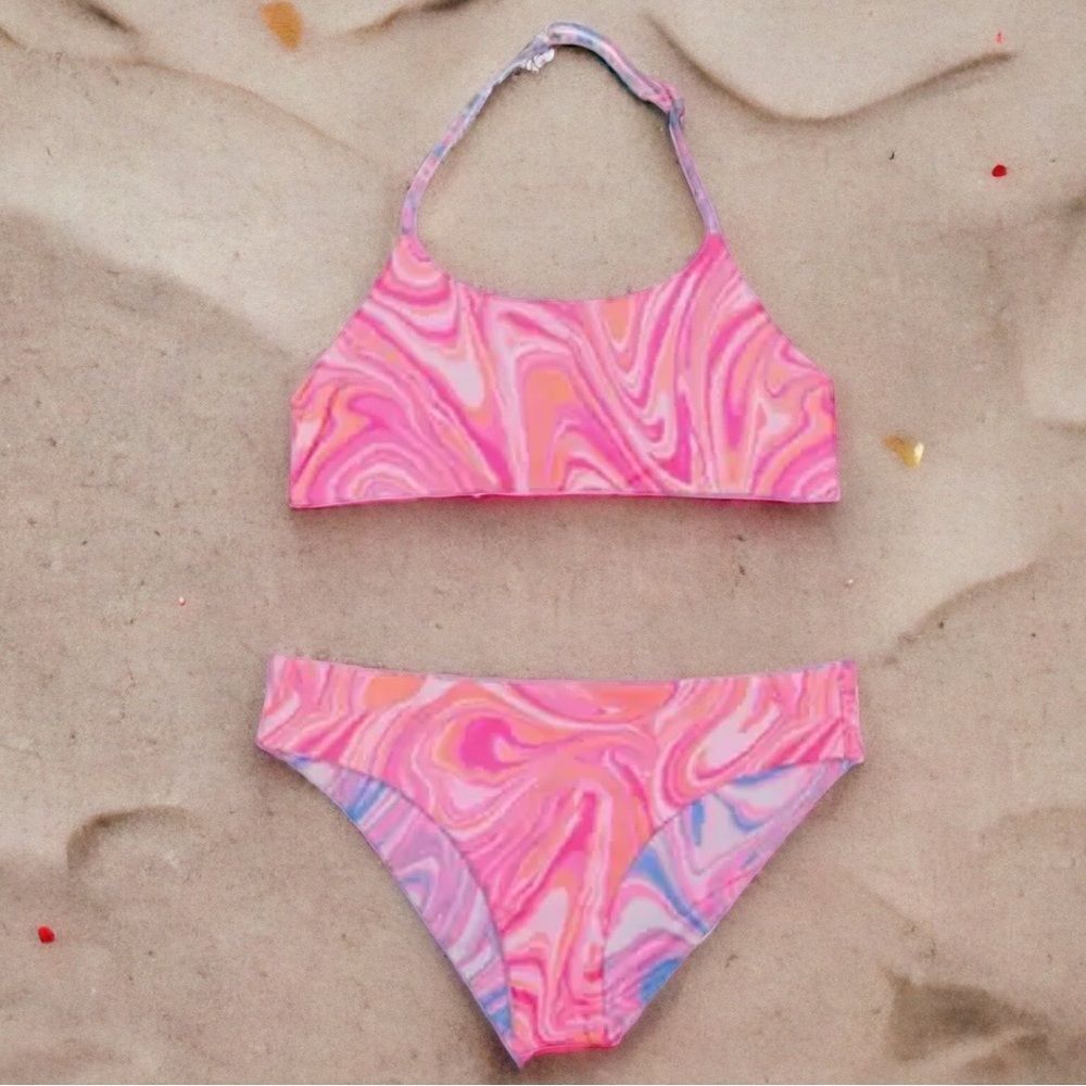 Beach Lingo Girls Swirlicious Reversible 2 Piece Bathing Suit